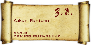 Zakar Mariann névjegykártya